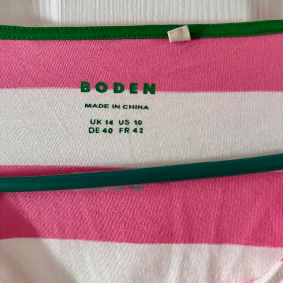 BODEN Ella Long Sleeve Breton-Pink Rose Gallery Blue Cuff - Picture 3 of 4